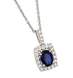 .96ct Oval Blue Sapphire/ .28ct Pave Diamond Pendant