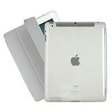 COVER / CUSTODIA PER APPLE IPAD 2 II COMPATIBILE CON SMART COVER GEL MORBIDA + PELLICOLA PROTEGGISCHERMO - BIANCO TRASPARENTE