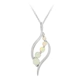 Sterling Silver Created-Opal Oval Journey Pendant with Rolo Chain, 18"