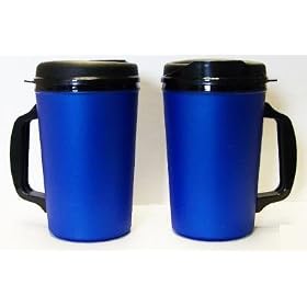 2 Aladdin Foam Insulated Coffee Mug 20 oz w/Lids Blue