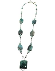 Tanias Treasures Jewelry "Confidence Boost" Pendant Necklace, Aquamarine, Amazonite Pendant, .925 Sterling Silver, 25"