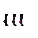Ladies/Womens Spot Pattern Gentle Grip with HoneyComb Non Elastic Top Socks (Pack of 3)