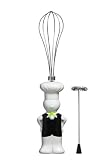 Premier Housewares Chef Milk Frother and Whisk, Black/White