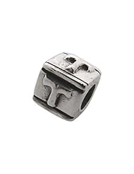 Zable(tm) Sterling Silver Block T-Letter Bead / Charm