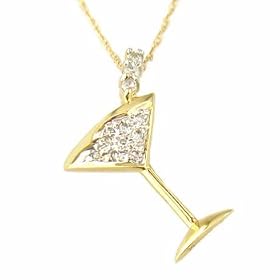 10K Yellow Gold Diamond Accent Martini Pendant by 