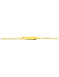 14K Solid Yellow Gold Figaro Baby ID Bracelet 5.5"