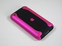 Black & HOT PINK 2-piece hard case & vinyl screen protector for the Apple iPhone 3G