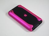 Black & HOT PINK 2-piece hard case & vinyl screen protector for the Apple iPhone 3G