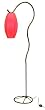 Asian Oblong Red Lantern Floor Lamp, Black Metal Stand
