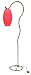 Asian Oblong Red Lantern Floor Lamp, Black Metal Stand