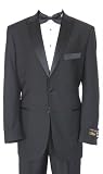 Elegant Two Button Peak Lapel Mens Tuxedo + Free Tie and Matching Hanky + Free Belt + Free Socks
