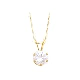 14K Yellow Gold 2 ct. Cubic Zirconia Pendant with Chain