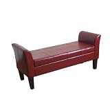 Faux Leather Storage Bench with Curved Arms
