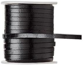 Genuine Flat Leather Lace Black 4x1.5mm 25 Yards Spool