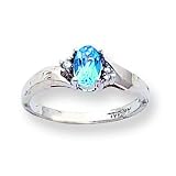 14k White Gold .02ct Diamond & Blue Topaz BirthStone Ring