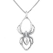 Black Widow Spider Pendant in Sterling Silver on a 20" Rhodium and Sterling Box Chain for Men or Women, #8118