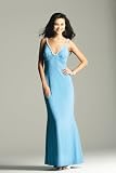 Aquamarine Beaded Jersey Halter Dresses by Faviana