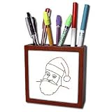 CherylsArt Holidays Christmas - Santa Claus Outline Art Drawing - Tile Pen Holders-5 inch tile pen holder