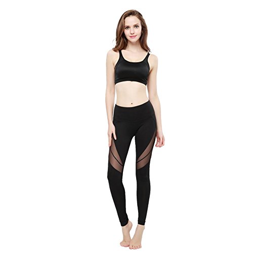 JOYMODE Women's Mesh Panels Stretchy Workout Sports Gym Runnning Capri Yoga Leggings