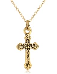 Lilies Dove Cross Pendant Necklace, 18"