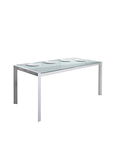 Design Twist Office Tavolo C/Allungo Telescopico E Top In Vetro Bianco