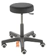 Arbeitshocker , Arzthocker, Drehhocker, Rollhocker Modell comfort, Hubbereich ca. 46 - 59 cm, Rollen mit weicher Radbandage, Sitzfarbe schwarz
