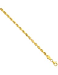 10K Yellow Gold 24" 3.5mm Polish Solid Diamond Cut Royal Rope Chain With Pear Shape Clasp
