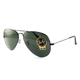 RAY-BAN RB 3025 Aviator Large L2823 Black G-15XLT Sunglasses, 58-14-135