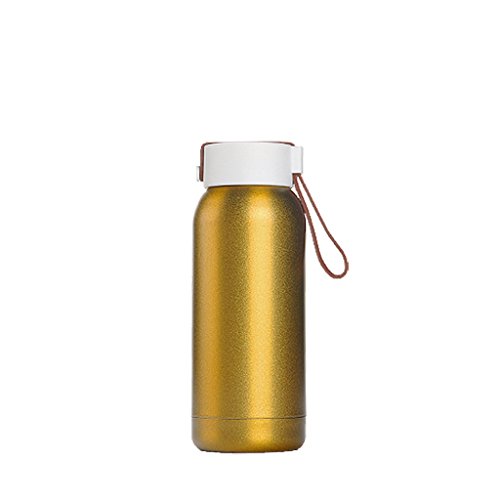 Superstring Flask Vacuum Insulated Stainless Steel 8oz Water Bottle Double Walled Thermos with Lanyard Gold
