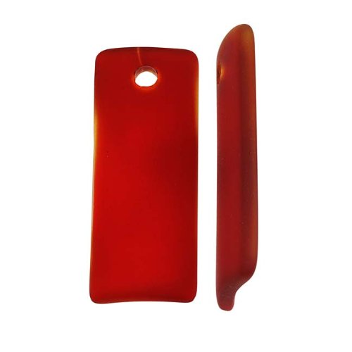 Cultured Sea Glass, Curved Rectangle Pendants 35x13.5mm, 2 Pieces, Dark Cherry Red