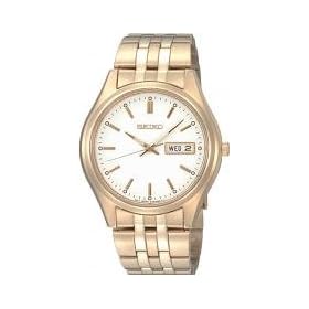 Seiko Men's Quartz Analogue Watch SGGA20P1 with Gold Plated Bracelet and White Dial