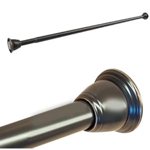 ELITE HOME 3-PIECE CURVED SHOWER ROD SET WITH LINER AND RINGS