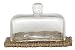 Hand Woven Grey Brown Willow Base with Square Glass Tart Dome 7"L x 5.25"H