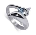 Sterling Silver Blue Topaz Gemstone Band Dolphin Animal Ring