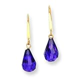14k Purple CZ (Cubic Zirconia) Drop Wire Earrings