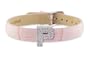 Diamond Clip On Initial letter "P" with Pink Leather Bracelet
