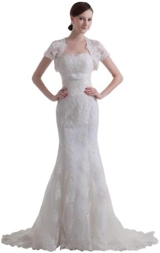 GEORGE BRIDE luxury vintage capped sleeves mermaid lace Wedding dress