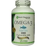 Nutri-Supreme Research Omega-3 EPA/DHA Fish Oil 3000 Mg. Natural Vanilla Flavor - 120 Softgels