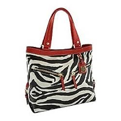 Dooney Bourke Zebra Sara Shoulder Bag Red Trim