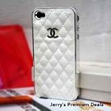 White and Silver Leather designer inspired Iphone 4 Case