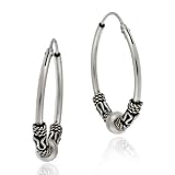 Sterling Silver Bali Ball Hoop Earrings