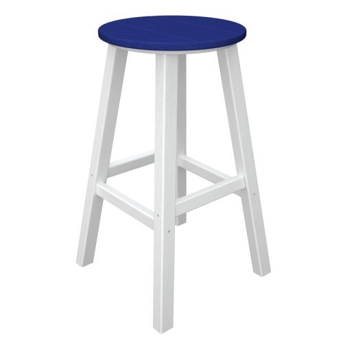 Polywood Recycled Plastic 30 in. Contempo Backless Bar Stool - Vibrant Dual Colors with White Frame - Set of 2 Color - Aruba Seat Polywood Recycled Plastic 30 in. Contempo Backless Bar Stool - Vibrant Dual Colors with White Frame - Set of 2 Color - Aruba Seat