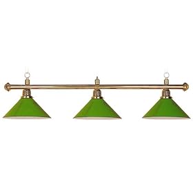 Sterling Solid Brass Pool Table Lamp, 58, 3 Green Acrylic Shades