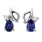 14k White Gold Tanzanite and Diamond Earrings 1.00 TCW