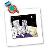 Londons Times Funny Aliens Cartoons - You Are Here Sign On The Moon - Quilt Squares
