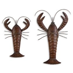Set of 2 Hanging Lobster Accents
