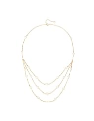 Gold over Sterling Silver Triple Strand Pearl Necklace