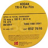 Kodak TX 70mm 100' Roll Tri-X Pan Black & White Print Film (ISO-400) TX473 Unperporated 1.25 Plasti