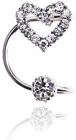 Suravitshop @@Lureme Crystal Heart Ear Cuff Silver