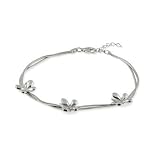 Sterling Silver Double Strand Butterfly Bracelet